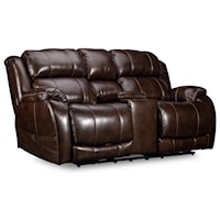Leather Match Power Reclining Loveseat with Power Headrest and Lumbar Support